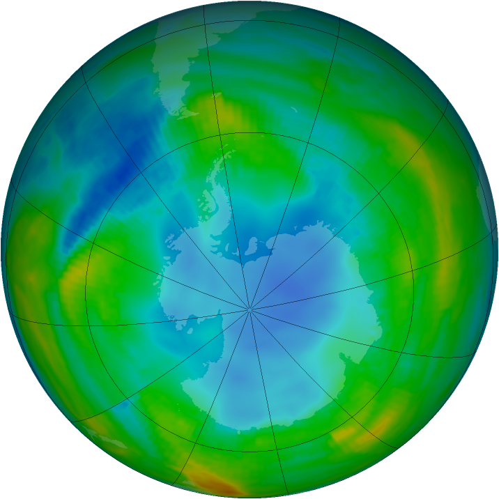 Antarctic ozone map for 06 August 1985